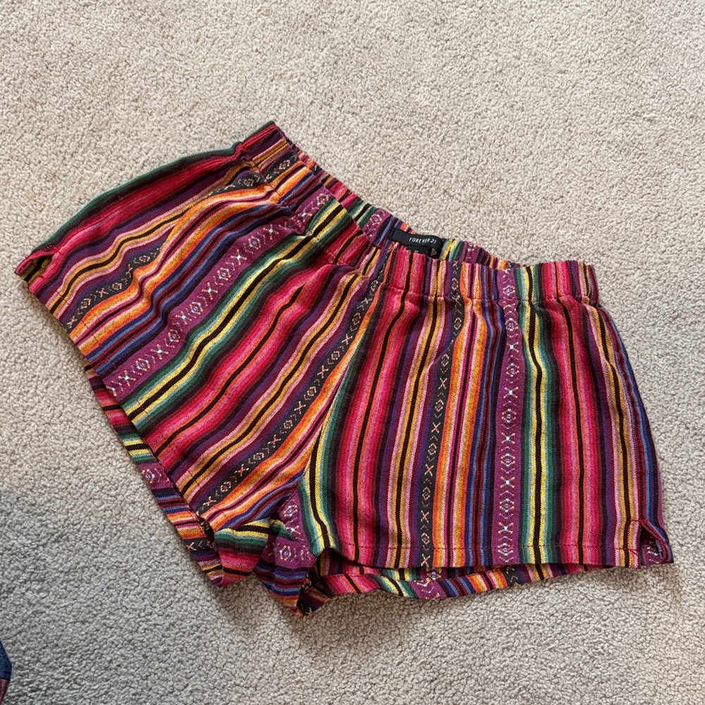 Forever 21 Multicolor Striped High Waist Shorts